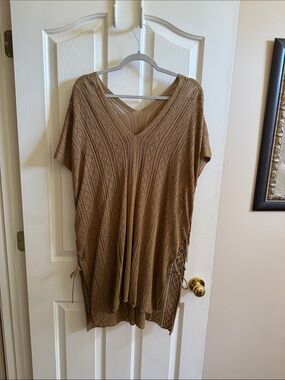 🌸 Brown Knit V-Neck Swim Cover-up